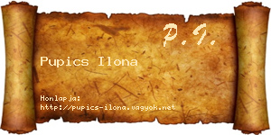 Pupics Ilona névjegykártya